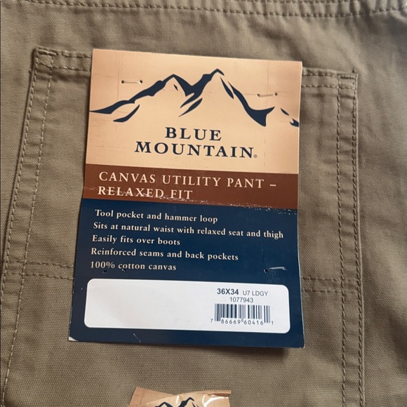 Blue Mountain Canvas Utility Pants- Relaxed Fit Khaki Size 36x34 - Picture 4 of 8